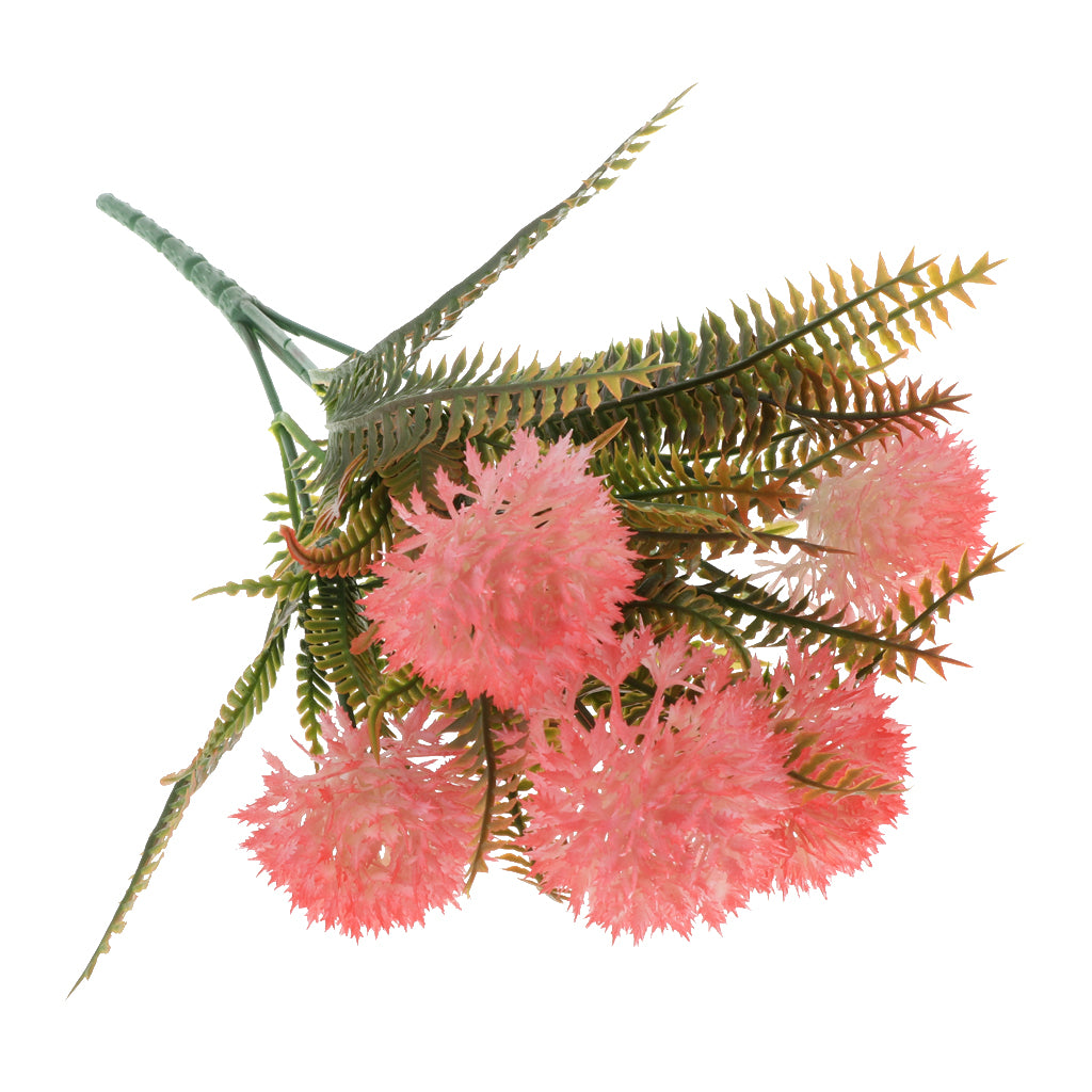 Artificial 5-Head Onion Flower Persian Leaves Grass Home Decor Rose Red