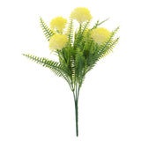 Artificial 5-Head Onion Flower Persian Leaves Grass Home Decor Yellow