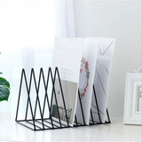 Book Holder Metal Wire Desktop Magazine Rack Bookshelf for Office A Black