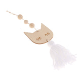 Max Nordic Wooden Beads Tassel Pendant Girls Wall Hanging Ornament Cat White