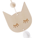 Max Nordic Wooden Beads Tassel Pendant Girls Wall Hanging Ornament Cat White
