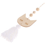 Max Nordic Wooden Beads Tassel Pendant Girls Wall Hanging Ornament Cat White