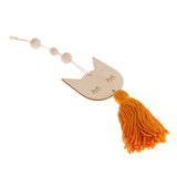 Nordic Wooden Beads Tassel Pendant Girls Wall Hanging Ornament Cat Yellow