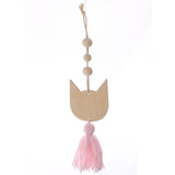 Max Nordic Wooden Beads Tassel Pendant Girls Wall Hanging Ornament Cat Pink