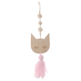 Max Nordic Wooden Beads Tassel Pendant Girls Wall Hanging Ornament Cat Pink