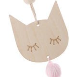 Max Nordic Wooden Beads Tassel Pendant Girls Wall Hanging Ornament Cat Pink