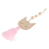 Max Nordic Wooden Beads Tassel Pendant Girls Wall Hanging Ornament Cat Pink