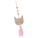 Max Nordic Wooden Beads Tassel Pendant Girls Wall Hanging Ornament Cat Pink