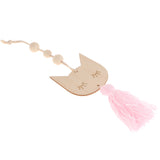 Max Nordic Wooden Beads Tassel Pendant Girls Wall Hanging Ornament Cat Pink