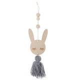 Max Nordic Wooden Beads Tassel Pendant Girls Wall Hanging Ornament Rabbit Gray