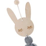 Max Nordic Wooden Beads Tassel Pendant Girls Wall Hanging Ornament Rabbit Gray