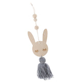 Max Nordic Wooden Beads Tassel Pendant Girls Wall Hanging Ornament Rabbit Gray