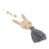 Max Nordic Wooden Beads Tassel Pendant Girls Wall Hanging Ornament Rabbit Gray