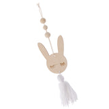 Max Nordic Wooden Beads Tassel Pendant Girls Wall Hanging Ornament Rabbit White