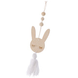 Max Nordic Wooden Beads Tassel Pendant Girls Wall Hanging Ornament Rabbit White