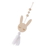 Max Nordic Wooden Beads Tassel Pendant Girls Wall Hanging Ornament Rabbit White