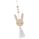 Max Nordic Wooden Beads Tassel Pendant Girls Wall Hanging Ornament Rabbit White