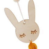 Max Nordic Wooden Beads Tassel Pendant Girls Wall Hanging Ornament Rabbit Yellow