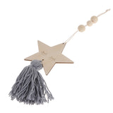 Max Nordic Wooden Beads Tassel Pendant Girls Wall Hanging Ornament Star Gray