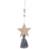 Max Nordic Wooden Beads Tassel Pendant Girls Wall Hanging Ornament Star Gray