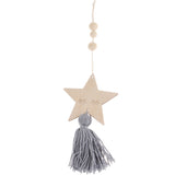 Max Nordic Wooden Beads Tassel Pendant Girls Wall Hanging Ornament Star Gray