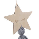 Max Nordic Wooden Beads Tassel Pendant Girls Wall Hanging Ornament Star Gray