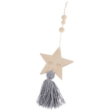 Max Nordic Wooden Beads Tassel Pendant Girls Wall Hanging Ornament Star Gray