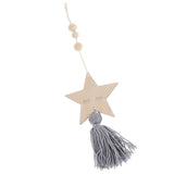 Max Nordic Wooden Beads Tassel Pendant Girls Wall Hanging Ornament Star Gray
