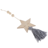 Max Nordic Wooden Beads Tassel Pendant Girls Wall Hanging Ornament Star Gray