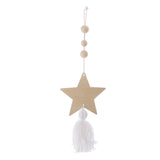 Max Nordic Wooden Beads Tassel Pendant Girls Wall Hanging Ornament Star White