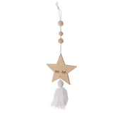 Max Nordic Wooden Beads Tassel Pendant Girls Wall Hanging Ornament Star White