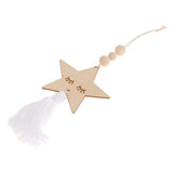 Max Nordic Wooden Beads Tassel Pendant Girls Wall Hanging Ornament Star White