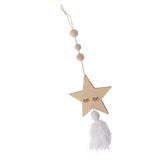 Max Nordic Wooden Beads Tassel Pendant Girls Wall Hanging Ornament Star White