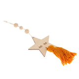Nordic Wooden Beads Tassel Pendant Girls Wall Hanging Ornament Star Yellow