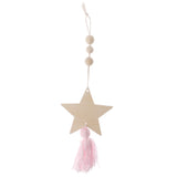 Max Nordic Wooden Beads Tassel Pendant Girls Wall Hanging Ornament Star Pink
