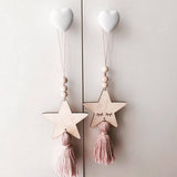 Max Nordic Wooden Beads Tassel Pendant Girls Wall Hanging Ornament Star Pink