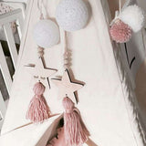 Max Nordic Wooden Beads Tassel Pendant Girls Wall Hanging Ornament Star Pink