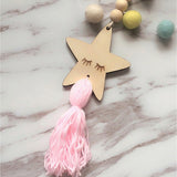 Max Nordic Wooden Beads Tassel Pendant Girls Wall Hanging Ornament Star Pink