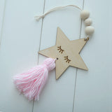 Max Nordic Wooden Beads Tassel Pendant Girls Wall Hanging Ornament Star Pink