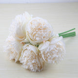 1 Bunch 5PCS Artificial Peony Flowers Bouquet Home Wedding Decor White