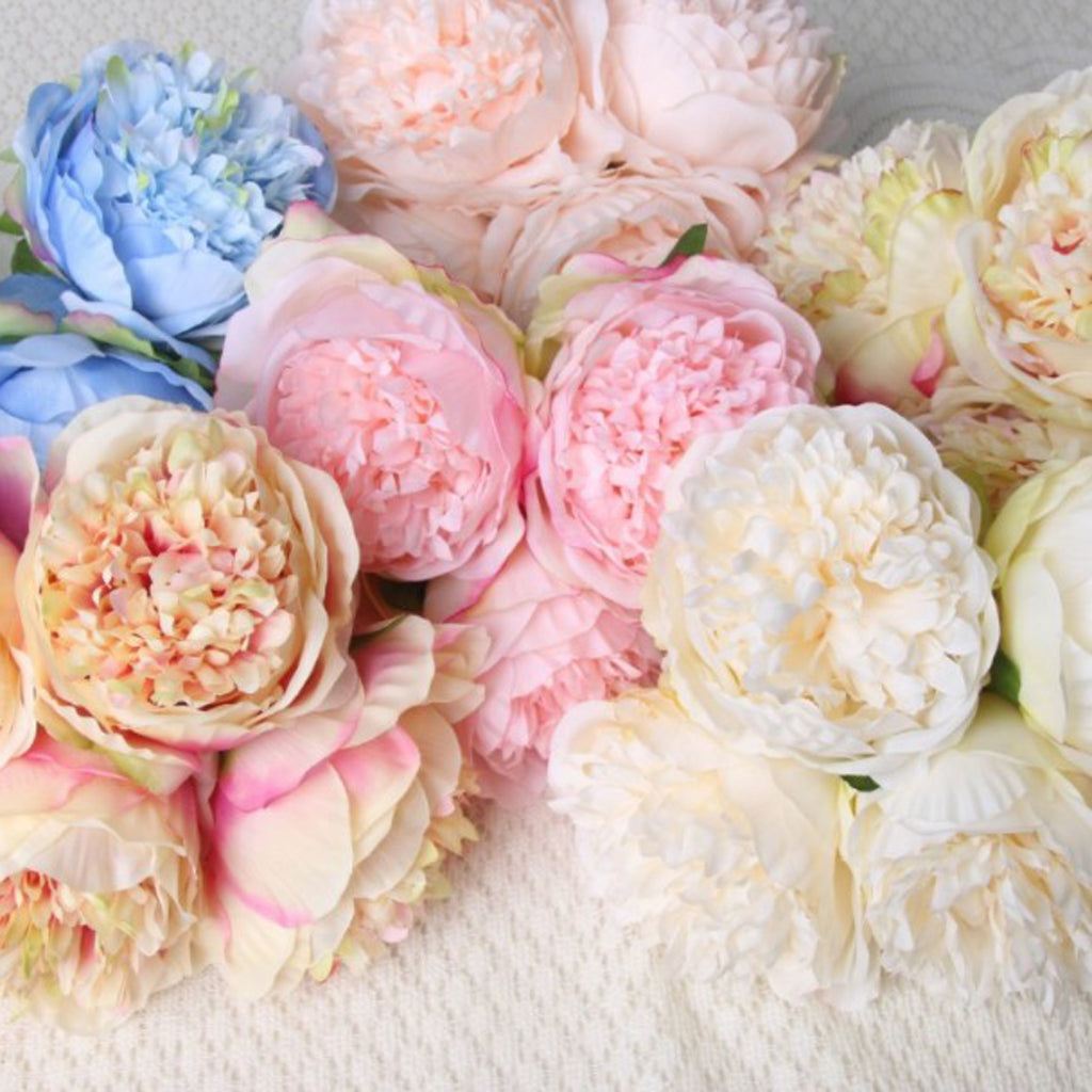 1 Bunch 5PCS Artificial Peony Flowers Bouquet Home Wedding Decor Blue