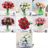 Artificial 12 Branch Rose Flower Bush Home Decor Wedding Floral Rose Red