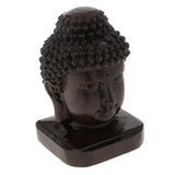 Maxbell Wooden Buddist Head Statue Figurine India Buddha Head Statue Craft Ornament Chinese Retro Fengshui Decor