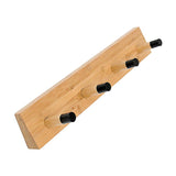 Maxbell Wall Mounted Bamboo Wood Board Coat Rack Hanger with 4 Chrome Hook Burlywood