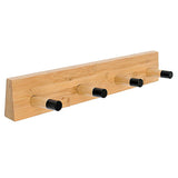 Maxbell Wall Mounted Bamboo Wood Board Coat Rack Hanger with 4 Chrome Hook Burlywood