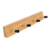 Maxbell Wall Mounted Bamboo Wood Board Coat Rack Hanger with 4 Chrome Hook Burlywood