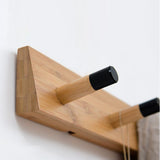 Maxbell Wall Mounted Bamboo Wood Board Coat Rack Hanger with 4 Chrome Hook Burlywood
