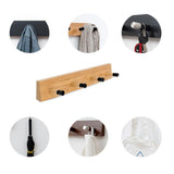 Maxbell Wall Mounted Bamboo Wood Board Coat Rack Hanger with 4 Chrome Hook Burlywood