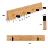 Maxbell Wall Mounted Bamboo Wood Board Coat Rack Hanger with 4 Chrome Hook Burlywood