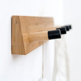 Maxbell Wall Mounted Bamboo Wood Board Coat Rack Hanger with 4 Chrome Hook Burlywood